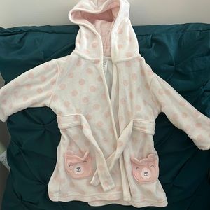 Carter’s pink and white polka dot robe 0-9 months